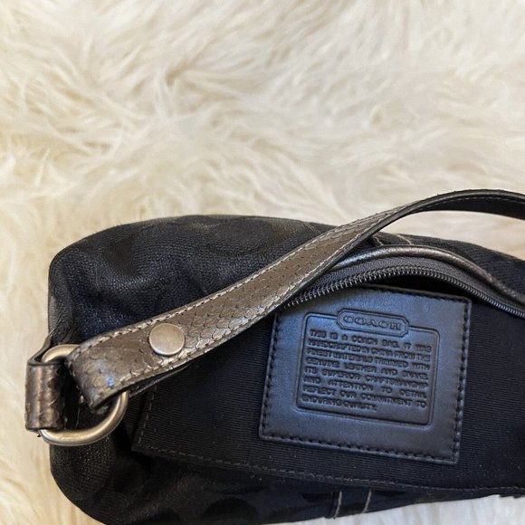 Vintage Y2k Coach Black Glitter Python Leather Handle Mini Hand Shoulder Bag - Picture 7 of 9